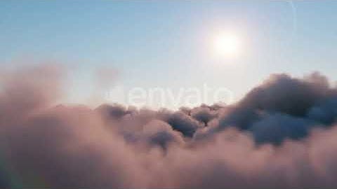 Flight Through Moving Cloudscape with Beautiful Sun Rays | Motion Graphics - Envato elements