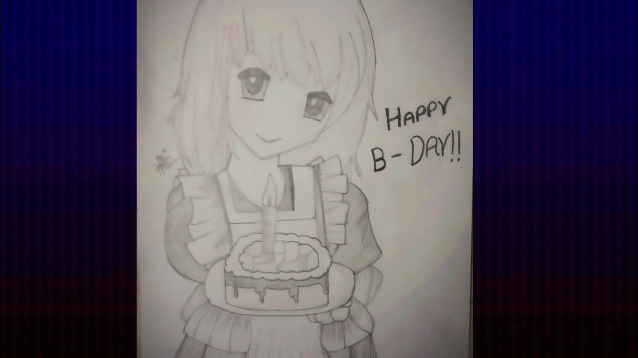 Birthday DrawingAnime Pencil Drawing Easy Drawing For BeginnersEasy  Tutorial  YouTube