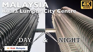 [4K 60fps HDR] MALAYSIA | Kuala Lumpur City Centre / KLCC - DAY & NIGHT | Malaysia Walking Tour 2024