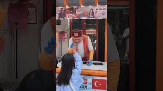 Excellent Turkish ice cream, grandfather and young girl&#39;s dancing skills!! #streetfood #icecream