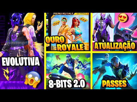 NOVO OURO ROYALE, PASSE MAIO E JUNHO, SKIN EVO DUO, NOVA ATUALIZAÇÃO FREE FIRE, NOVIDADES FREE FIRE