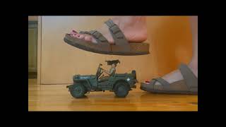 Foot Model crushing military jeep. Crush Fetish. Crushed Jeep for sell.