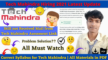 Latest Update🔥!!Tech Mahindra Hiring 2021 Assessment Mail not Received?🤔| Solution Video-Must Watch😎