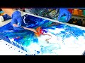Ocean dance  acrylique coule avec de la peinture et de leau uniquement et des couleurs irises