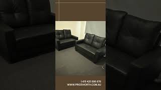 🛋️Sleek Black Leather Lounge | Compact 2-Seater Sofa Couch