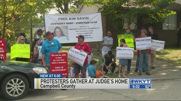 Protesters gather at judge