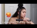 WATCH ME DYE + STRAIGHTEN MY CURLY HAIR *FAIL*