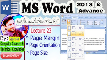 Lecture 23:page margin, page size & page orientaion with detail| MS Word2013 Complete Course