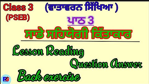 PSEB | Class 3 | EVS | ਪਾਠ 3 ਸਾਡੇ ਸਹਿਯੋਗੀ ਕਿੱਤਾਕਾਰ    Question Answer #youtube