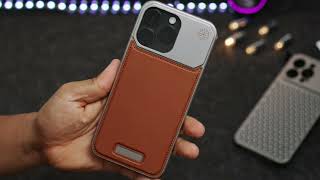 3 in 1 leather and metal phone case.