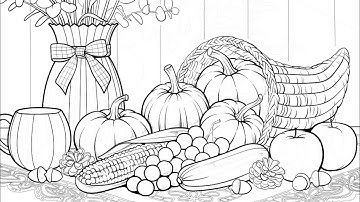Zen Kleuren op Nummer Fijne Thanksgiving Dag in Canada Cornucopia #kleurboek