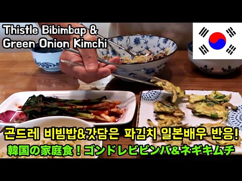SUB)한국 어머니의 곤드레 비빔밥과 갓담은 파김치를 먹고 감탄을 금치 못한 <strong>일본</strong> 배우 반응! Thistle Bibimbap MUKBANG EATING <strong>SHOW</strong> ゴンドレビビンバ