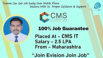 Congrats, Aniket | OJT Trainee at EVISION | 2.5 LPA | Got Selected as IT Analyst in CMS IT Services