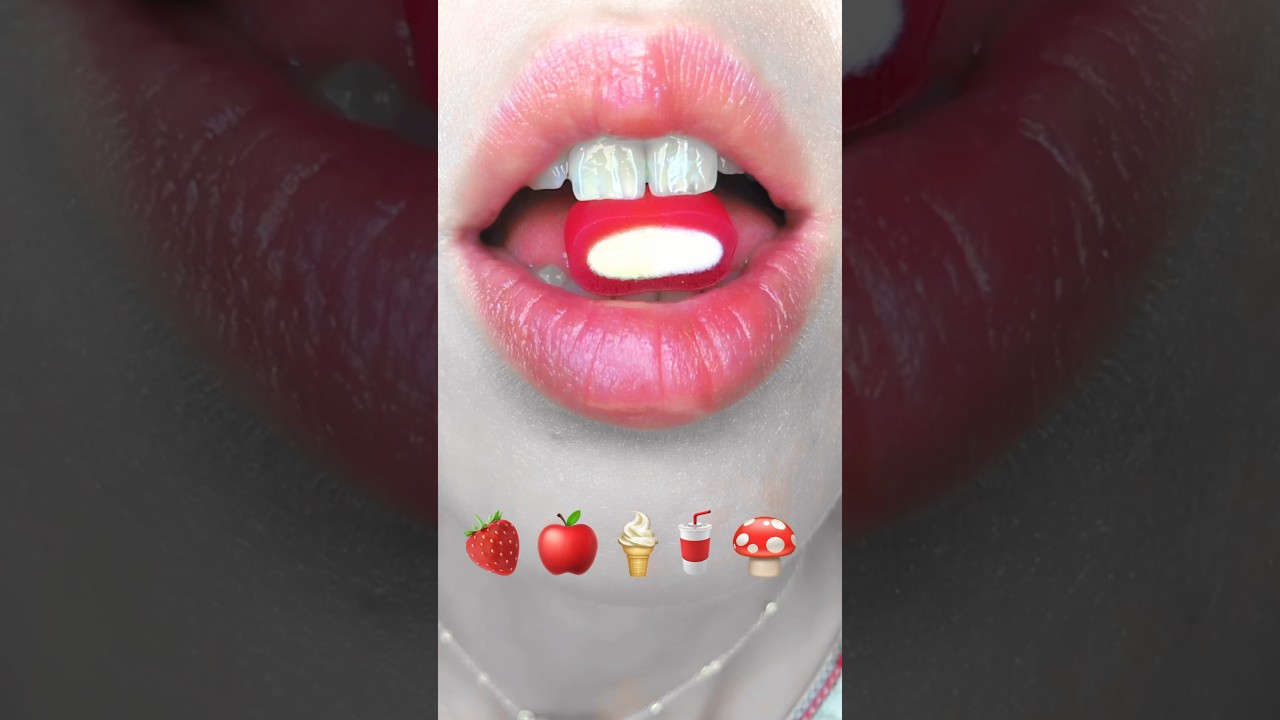 asmr Mochi mini chewy candy 🍬 strawberry flavored 🍓 satisfying eating sounds mukbang 먹방