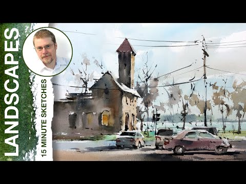 #117 Outdoors Again: Lachine Old Fire Station (Plein Air Watercolor Landscape Tutorial)