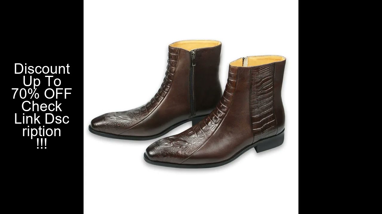 Fashion Crocodile Engraved Zipper Men's Boots Genuine Cow Leather High Ankle Winter Luxury Business