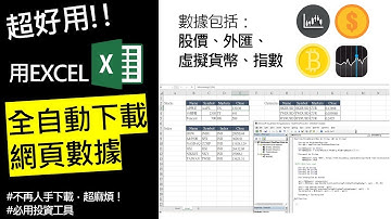 如何用EXCEL全自動抓全球股票、外匯、虛擬貨幣和指數的數據，不懂寫程式也能做到！