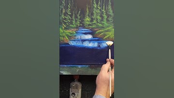 BOB ROSS FAN BRUSH Epische waterval op zwart canvas #bobross #shorts