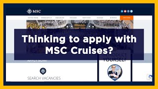 How to register for an account and apply for a job with MSC Cruises