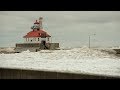 WIND AND ICE: BIG waves in Canal Park just before April 2019 Storm in Duluth MN.