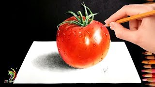 Very Easy..!! How To Draw Realistic Tomato | 3D Drawing of Tomato Very Easy..!! How To Draw Realistic Tomato | 3D Drawing of Tomato