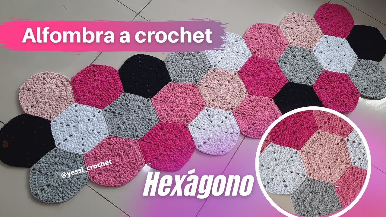 Alfombra a crochet modelo hexagono paso a paso - canal  Yessi Crochet