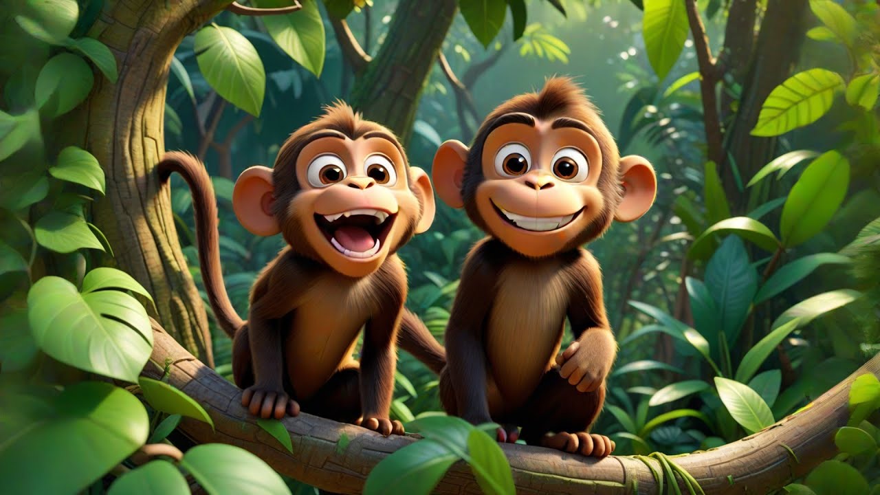 Two Cheeky Monkeys Swing on a Tree | Fun and Counting Song | Nursery Rhymes and Preschool Learning