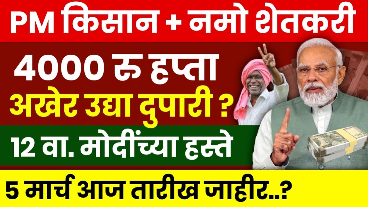 शेतकऱ्यांसाठी आज 4 मार्च ठळक बातम्या | नमो शेतकरी हप्ता जाहीर | Namo shetkari | Pm kisan yojna