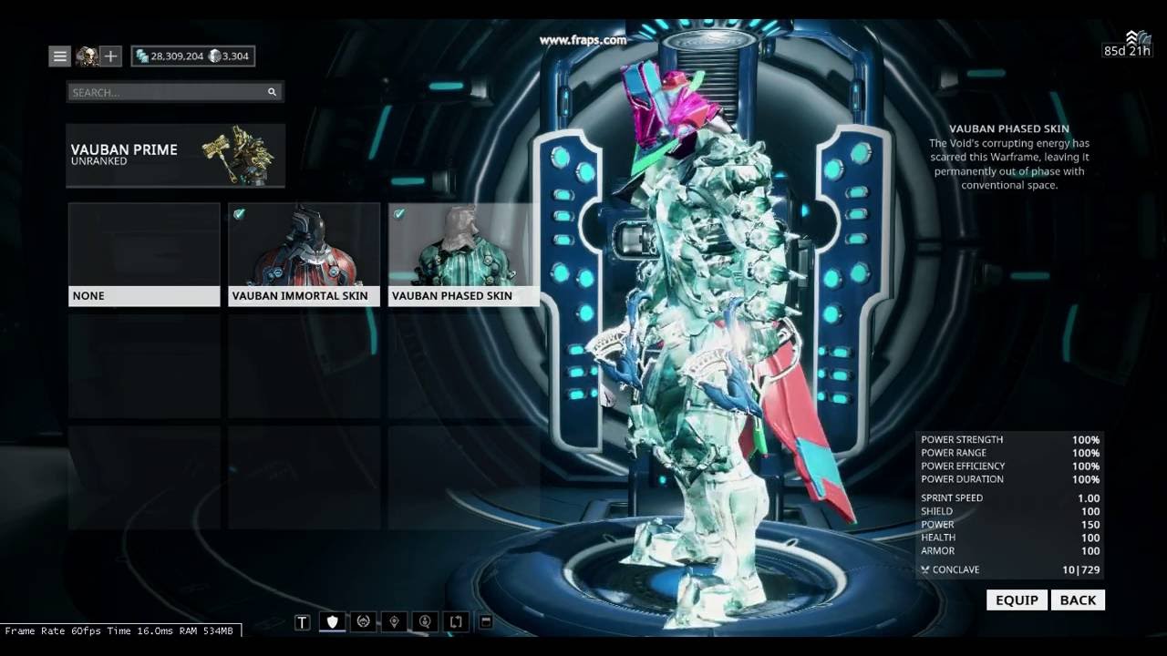 Vauban Phased Skin is broken on Vauban Prime Body