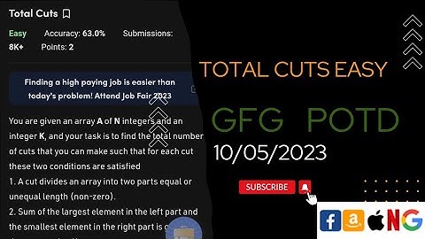 Total Cuts Easy || @gfg @leetcode @CodeThurst