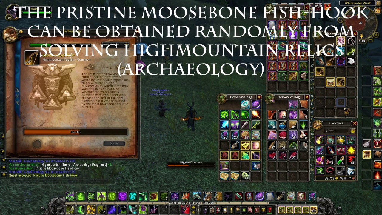 World of Warcraft Pristine Moosebone FishHook Archaeology Legion Quest
