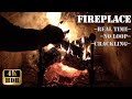Burning fireplace with crackling sounds realtime  no loop for concentration and relaxation4kr