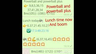 Powerball, powerball plus and lunch time today singles and boom