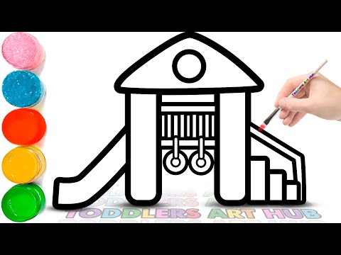 How To Draw A Playground With Slide | School Playground Drawing
