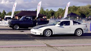 500+hp Mitsubishi Eclipse 4G63 AWD vs '79 Dodge D150 Stepside 440cid 1/4 mile drag race