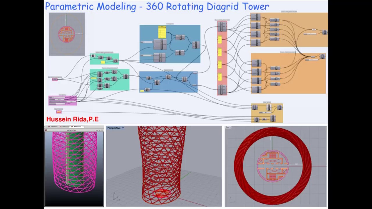 Parametric Modeling - 360 Rotating Diagrid Tower - YouTube