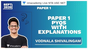 NTA UGC NET SEP 2020 | PAPER 1 PYQS WITH EXPLANATIONS | Vodnala | Unacademy Live