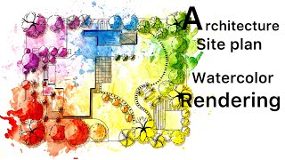 Architecture drawings : architecture site plan-coloring by watercolor 🎨