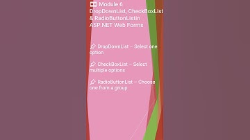 🎞️ Module 6DropDownList, CheckBoxList & RadioButtonListin ASP.NET Web Forms#Shorts,#ASP,#SQL