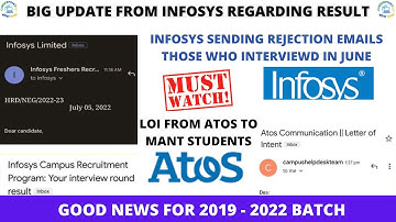 INFOSYS SENDING REJECTION EMAILS TO MANY  CANDIDATES | ATOS STYNEL SENDING LOI TO MANY CANDIDATES