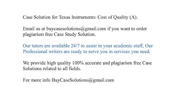 Case Solution Texas Instruments Cost of Quality (A)
