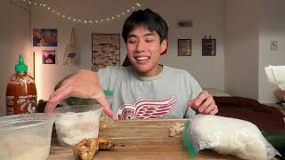 Eating my moms cooking while talking at you