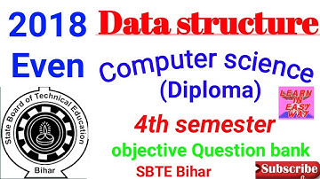 Diploma।।Data structure- 2018(even)।। computer science 4th sem।। MCQ question bank।। polytechnic।।