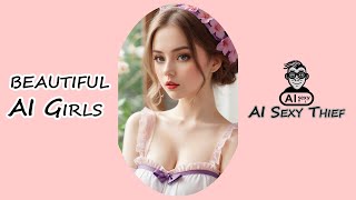 【4K】Ai Sexy Thief|Beautiful Ai Girls|Pretty Ai Girl In Pink And White Dress In A Sea Of Flowers!