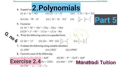 9th class maths|Chapter 2|👩‍🏫Polynomials|💁‍♂️ Exercise 2.4 |Q no 6| part 5|with notes|