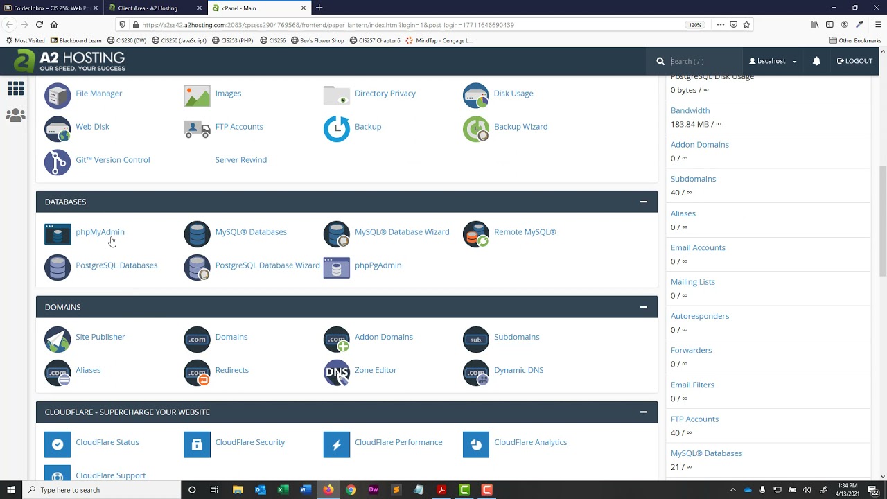 Week 4 cart" database tables YouTube
