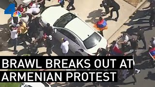 Fights Break Out During Armenian-Azerbaijan Protest | NBCLA