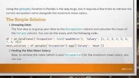 How to Find the Occupation with the Max Mean Salary in Pandas