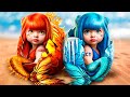 Hot vs Cold Challenge! Day Mermaid and Night Mermaid! Icy Mermaid VS Fire Mermaid
