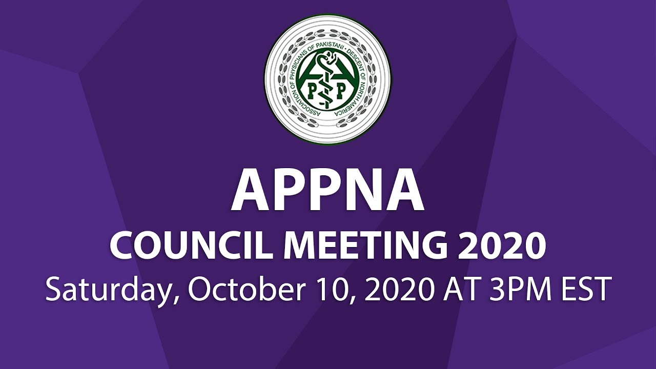 APPNA Fall Council Meeting 2020 YouTube